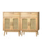 Oikiture 2x Buffet Sideboard Rattan Cupboard Cabinet Storage
