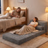 3-in-1 Folding Sofa Bed Armless Lounger Chair with Side Pocket and Pillow