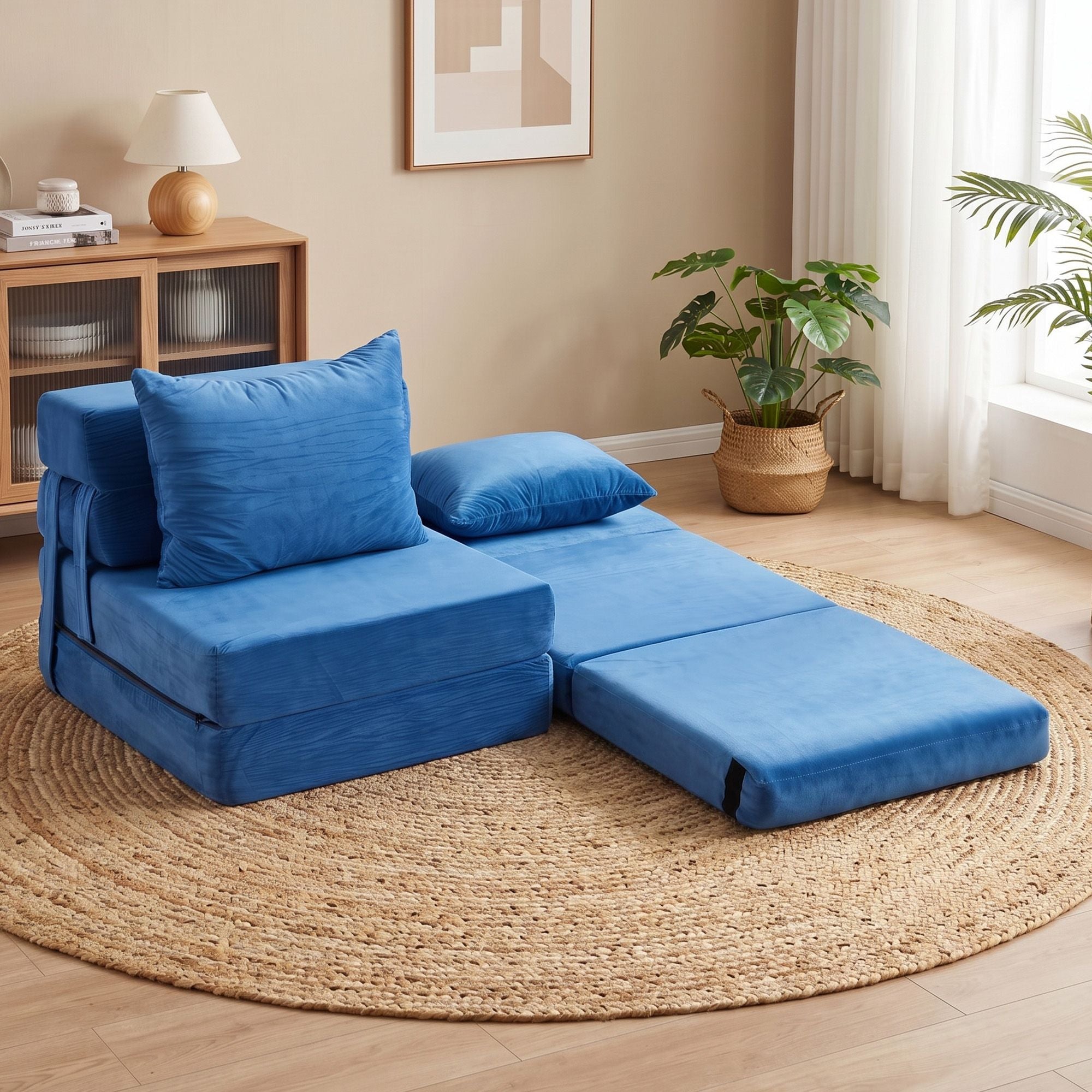 2 Pack Folding Sofa Bed Armless Lounger Foam Floor Sofas Futons Couches