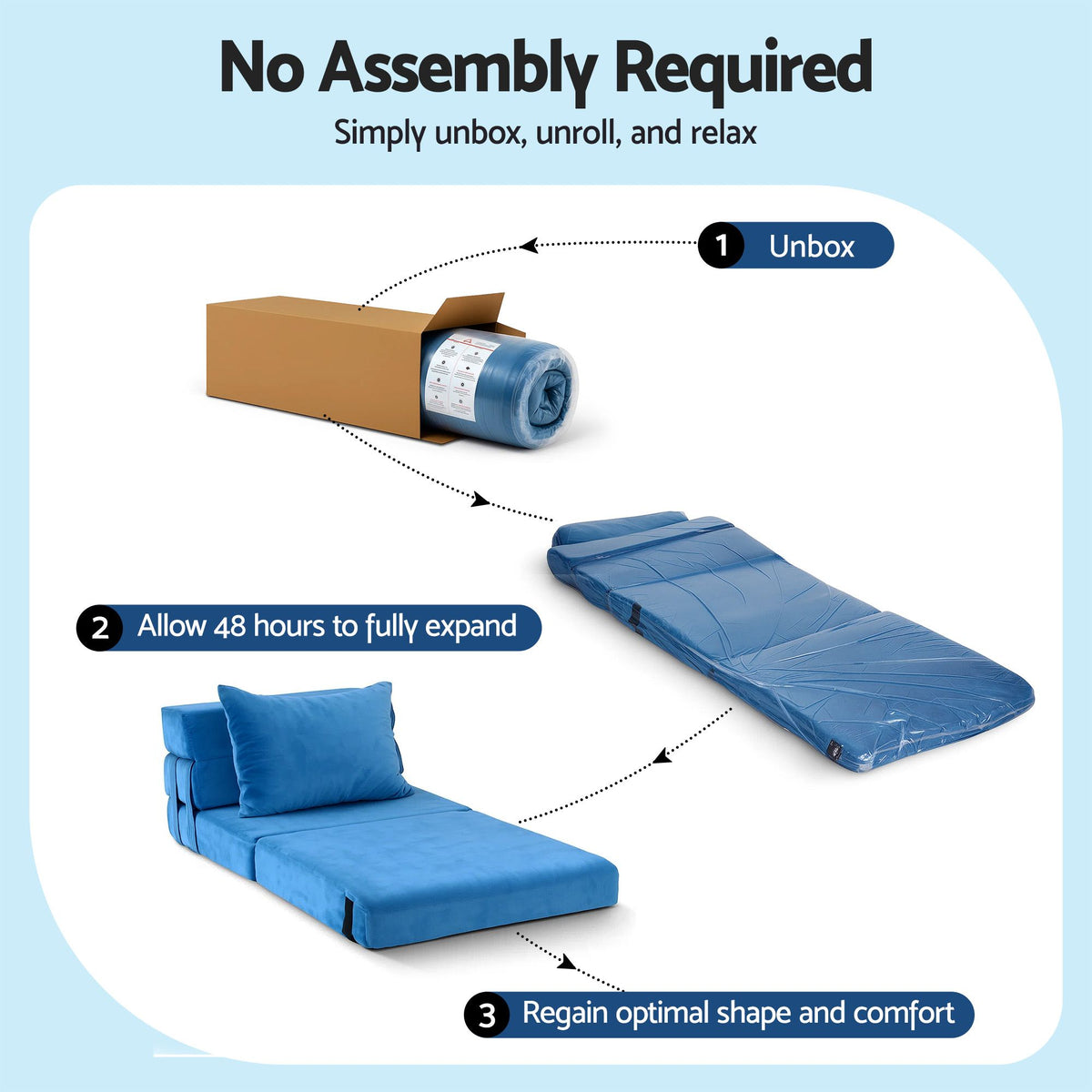 2 Pack Folding Sofa Bed Armless Lounger Foam Floor Sofas Futons Couches