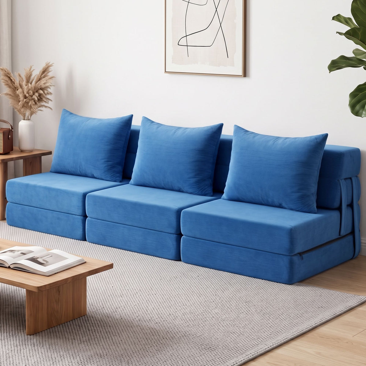 3 Pack Folding Sofa Bed Armless Lounger Foam Floor Sofas Futons Couches