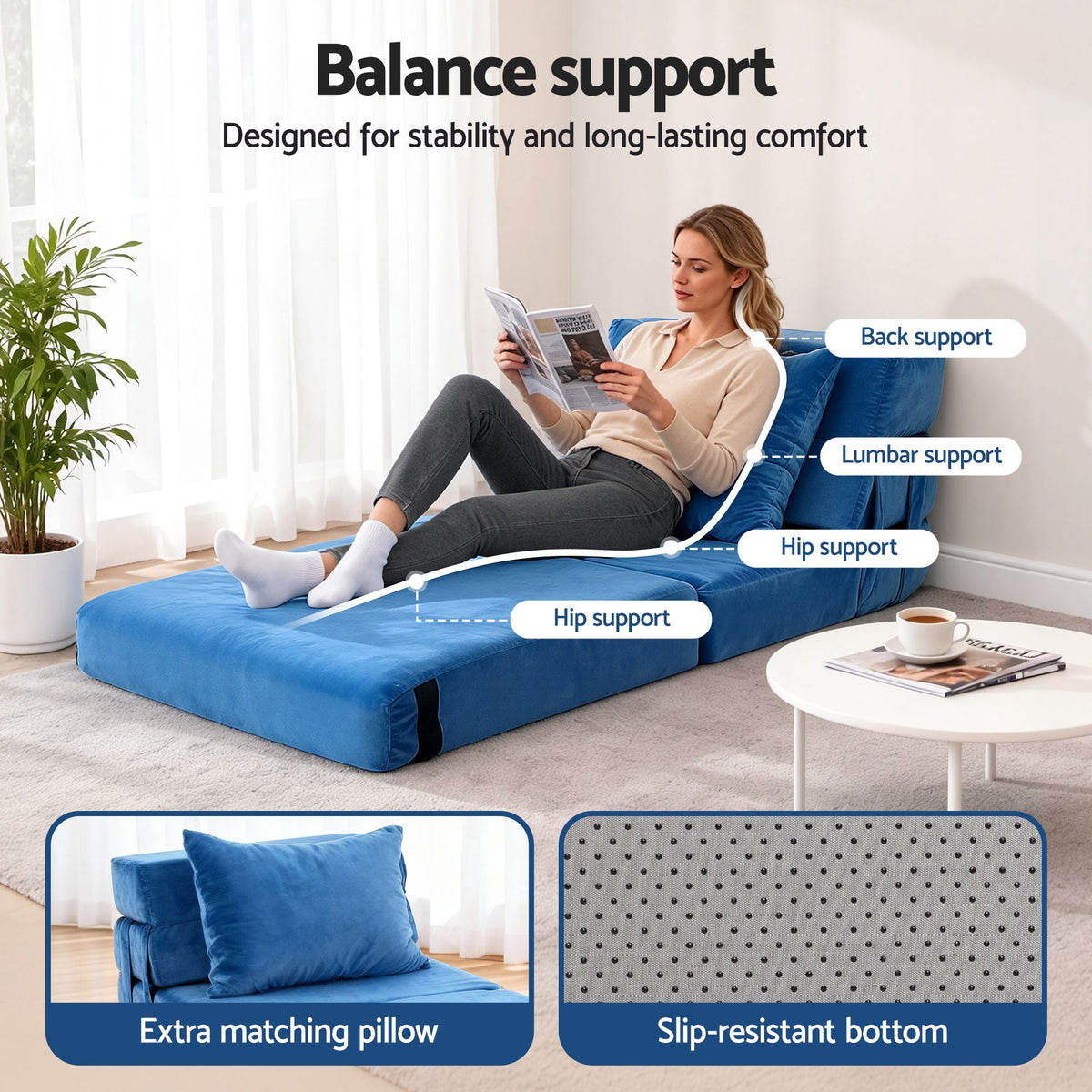3 Pack Folding Sofa Bed Armless Lounger Foam Floor Sofas Futons Couches