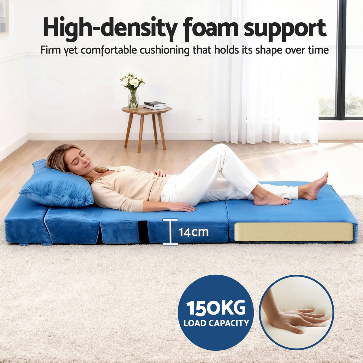 3 Pack Folding Sofa Bed Armless Lounger Foam Floor Sofas Futons Couches