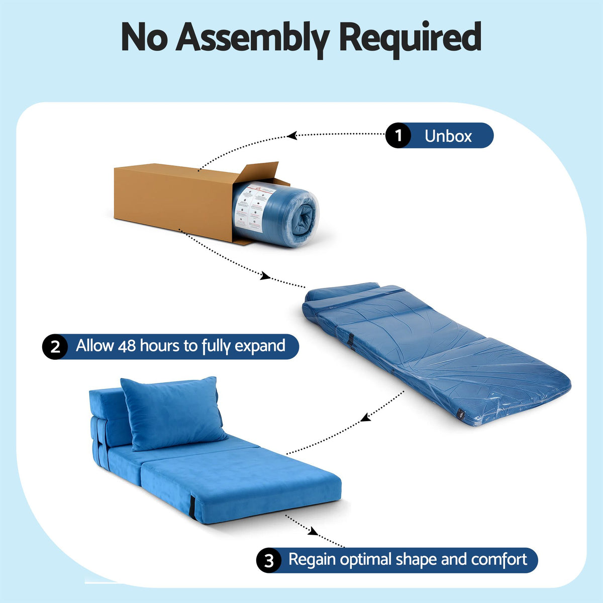 3 Pack Folding Sofa Bed Armless Lounger Foam Floor Sofas Futons Couches