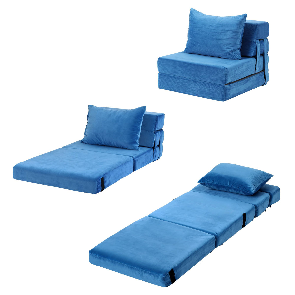 3 Pack Folding Sofa Bed Armless Lounger Foam Floor Sofas Futons Couches