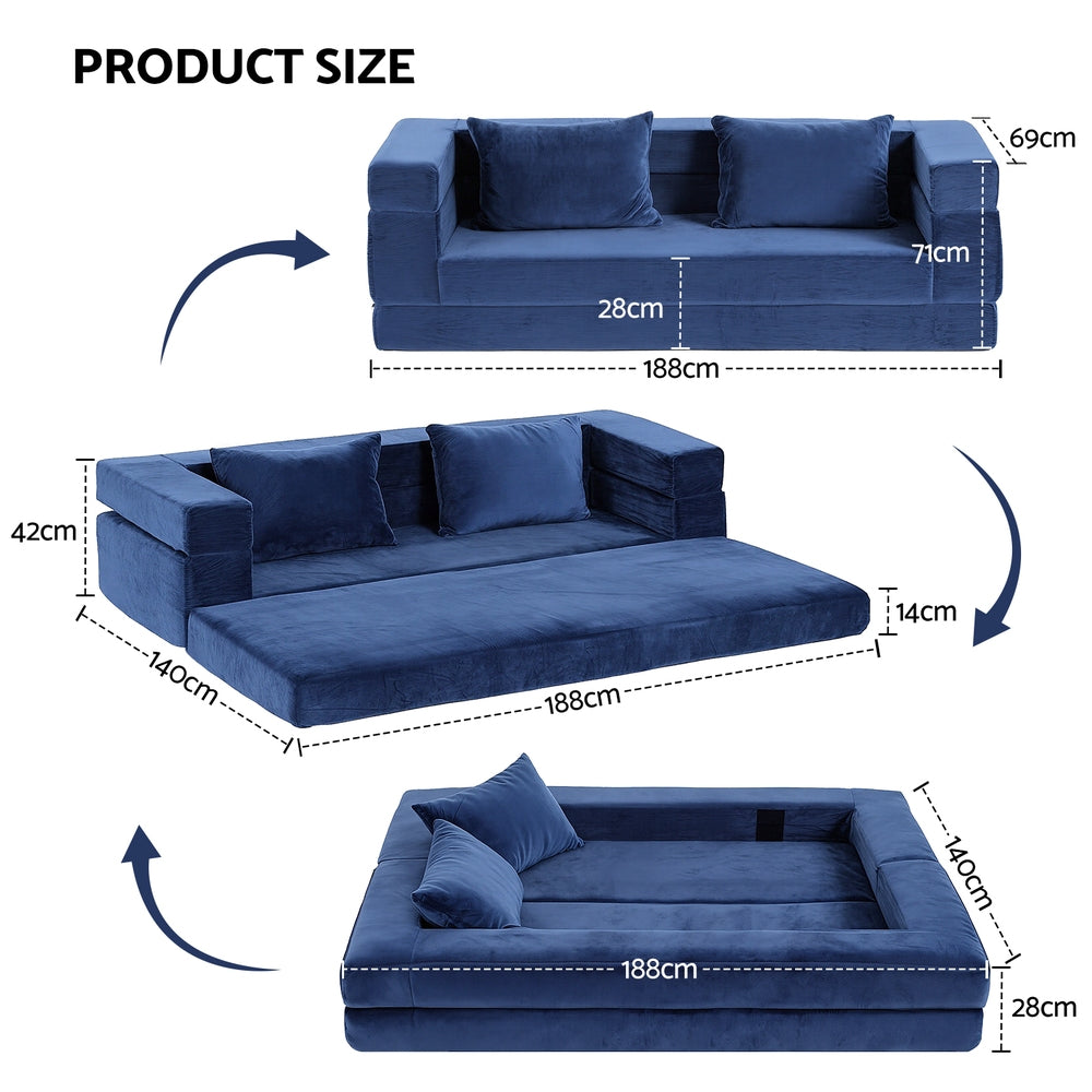 Convertible Folding Sofa Bed Pull Out Mattress Foldable Lounge Couch Chair