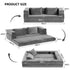 Convertible Sofa Bed Grey – 3‑in‑1 Folding Lounge, Velvet, 300kg Capacity