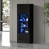 Oikiture Display Cabinet Sideboard Storage Cupboard LED 170cm Black