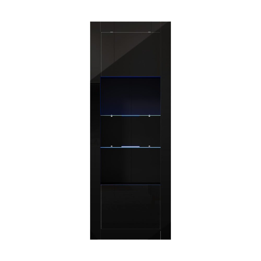 Oikiture Display Cabinet Sideboard Storage Cupboard LED 170cm Black
