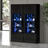 Oikiture 2PCS Display Cabinet Sideboard Storage Cupboard LED Black