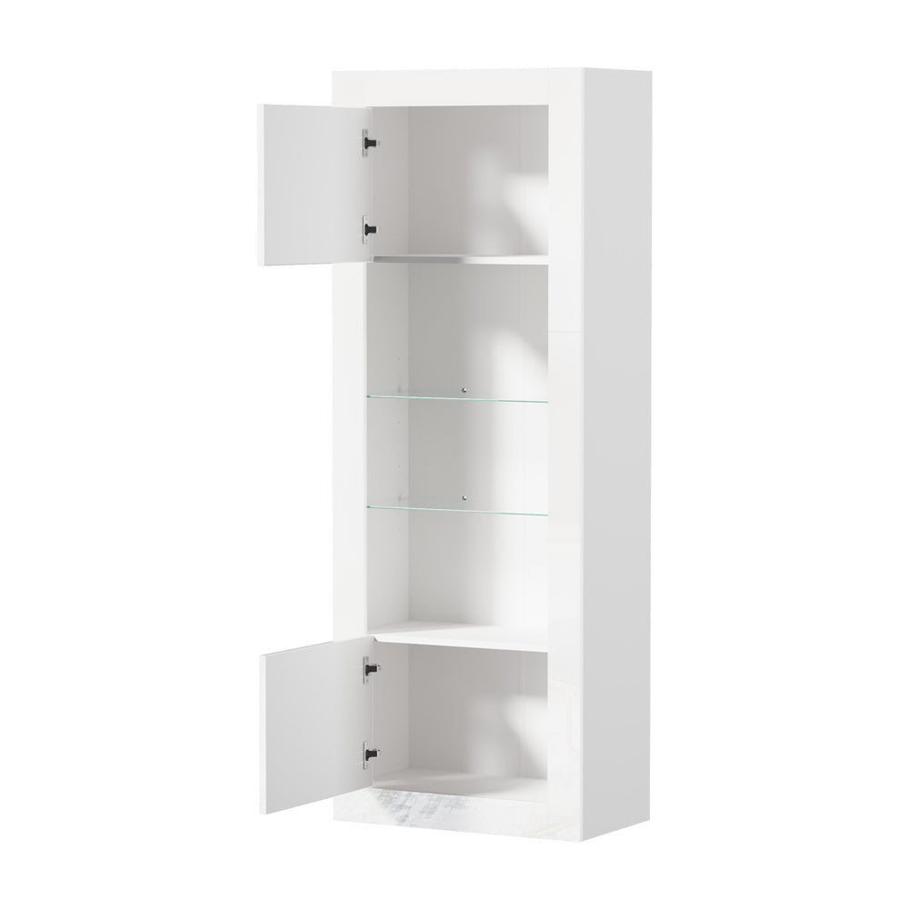 Oikiture Display Cabinet Sideboard Storage Cupboard LED 170cm White