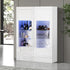 Oikiture 2PCS Display Cabinet Sideboard Storage Cupboard LED White