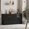 Oikiture High Gloss Sideboard Cabinet Black 4 Door 2 Drawer Storage Unit