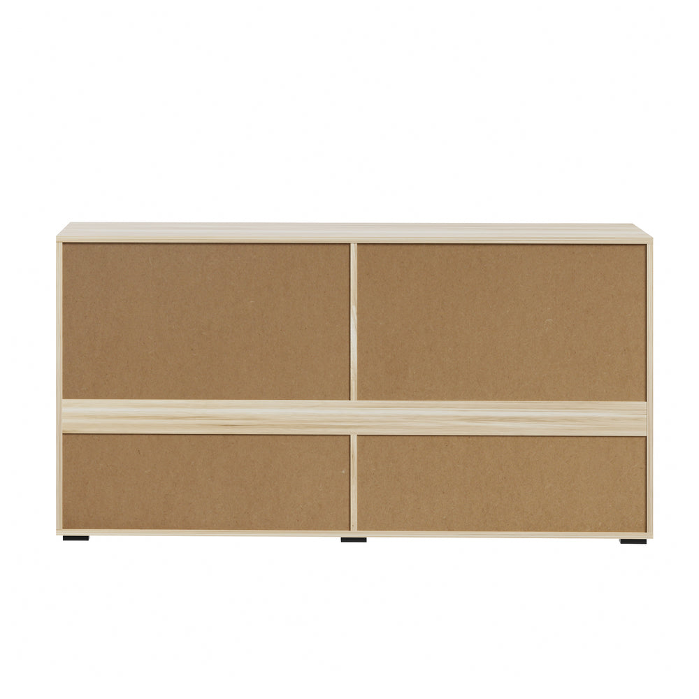 Sideboard High Gloss 4 Doors 2 Drawers Natural