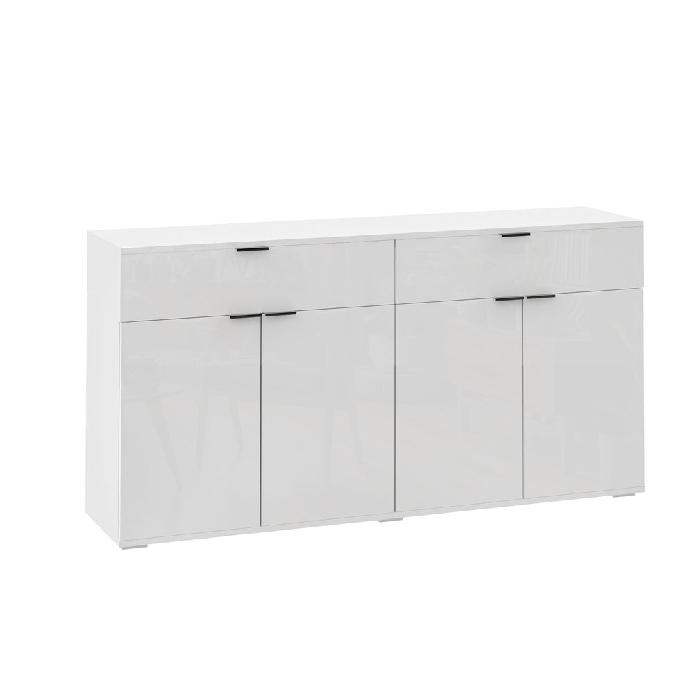Sideboard High Gloss 4 Doors 2 Drawers White
