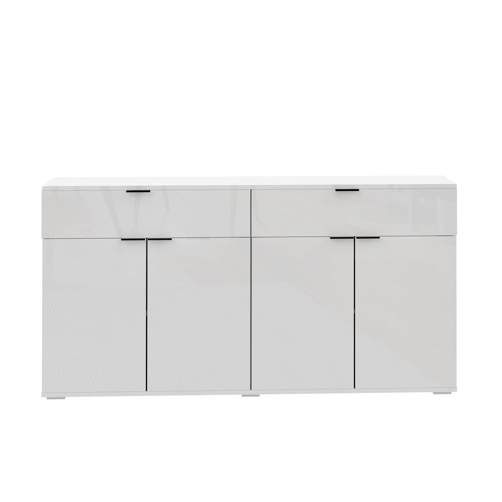 Sideboard High Gloss 4 Doors 2 Drawers White