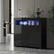LED RGB High Gloss Buffet Sideboard Black 2 Door Storage Cabinet