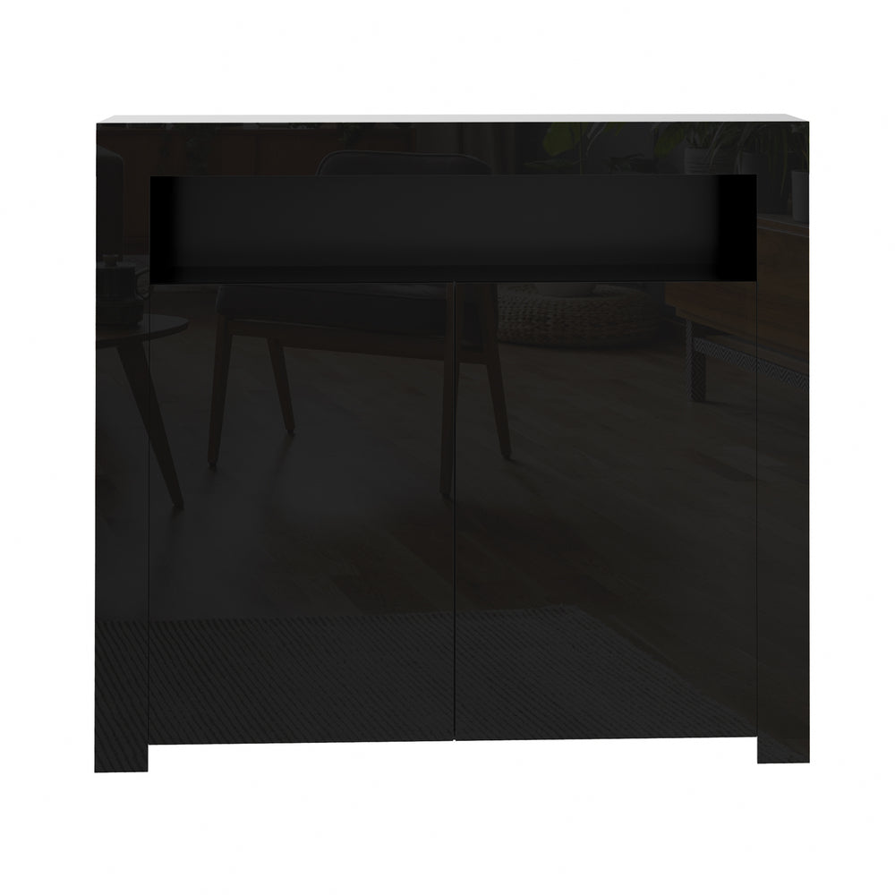 Buffet Sideboard LED RGB High Gloss 2 Doors Black