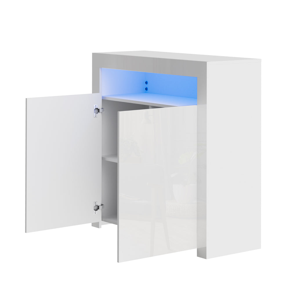 Buffet Sideboard LED RGB High Gloss 2 Doors White