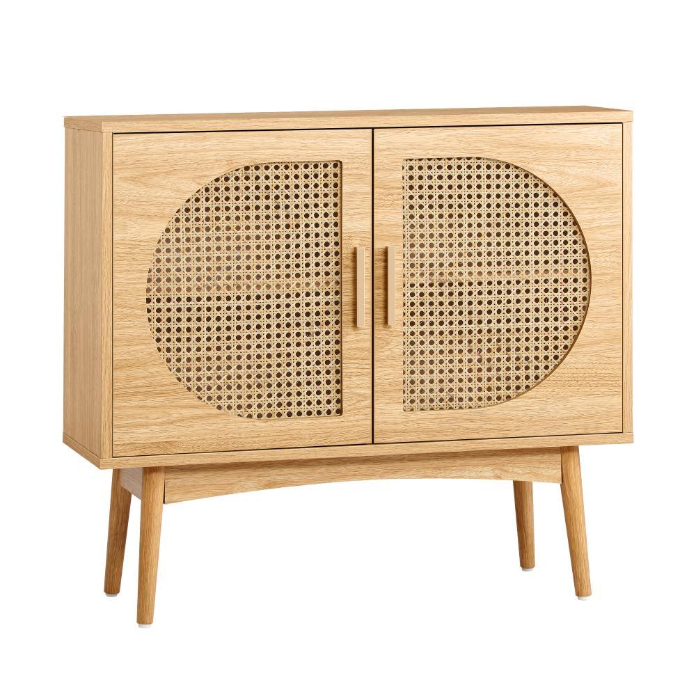 Rattan Sideboard Hallway Shelf Wood