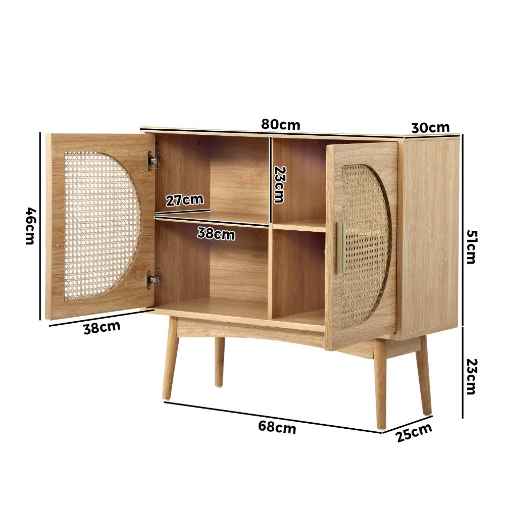 Rattan Sideboard Hallway Shelf Wood