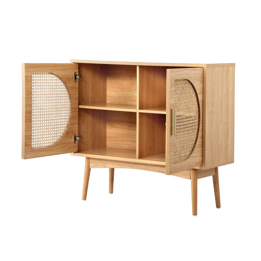 Rattan Sideboard Hallway Shelf Wood