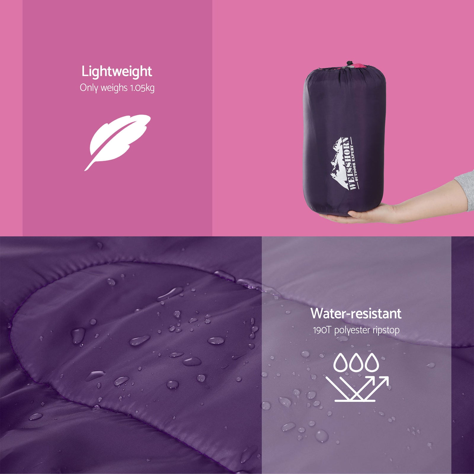 Sleeping Bag Set of 2 Kids Single 172cm Thermal Camping Hiking