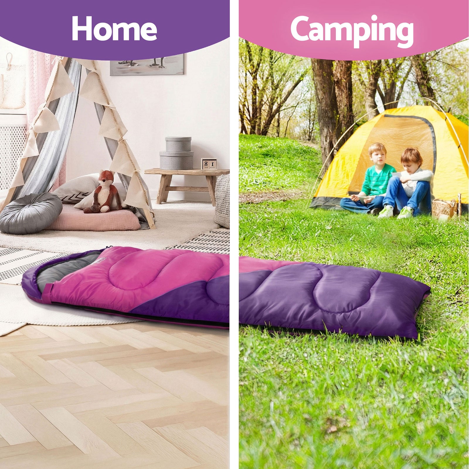 Sleeping Bag Set of 2 Kids Single 172cm Thermal Camping Hiking