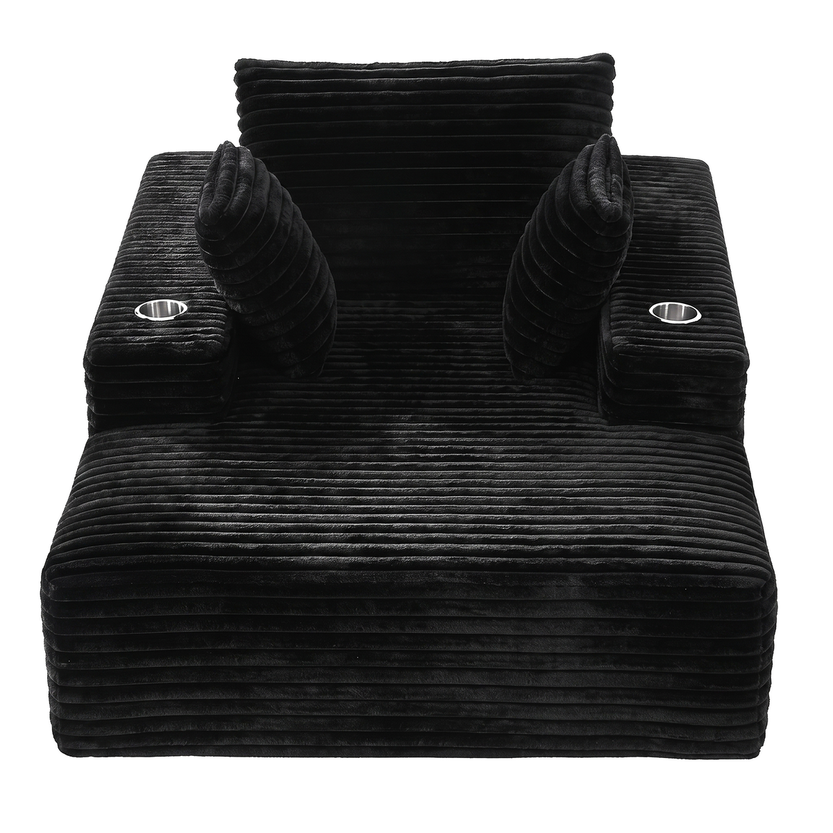 Artiss Sofa Bed Lounge Chair Sleeper Couch Chaise Single Seater Faux Fur Black