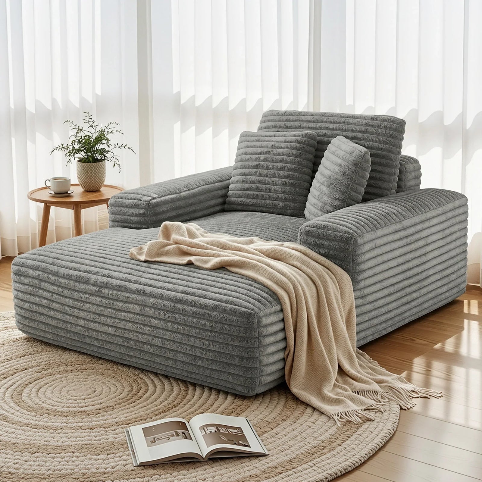 Faux Fur Sofa Bed with Pocket Spring Core, High‑Density Foam & No Assembly