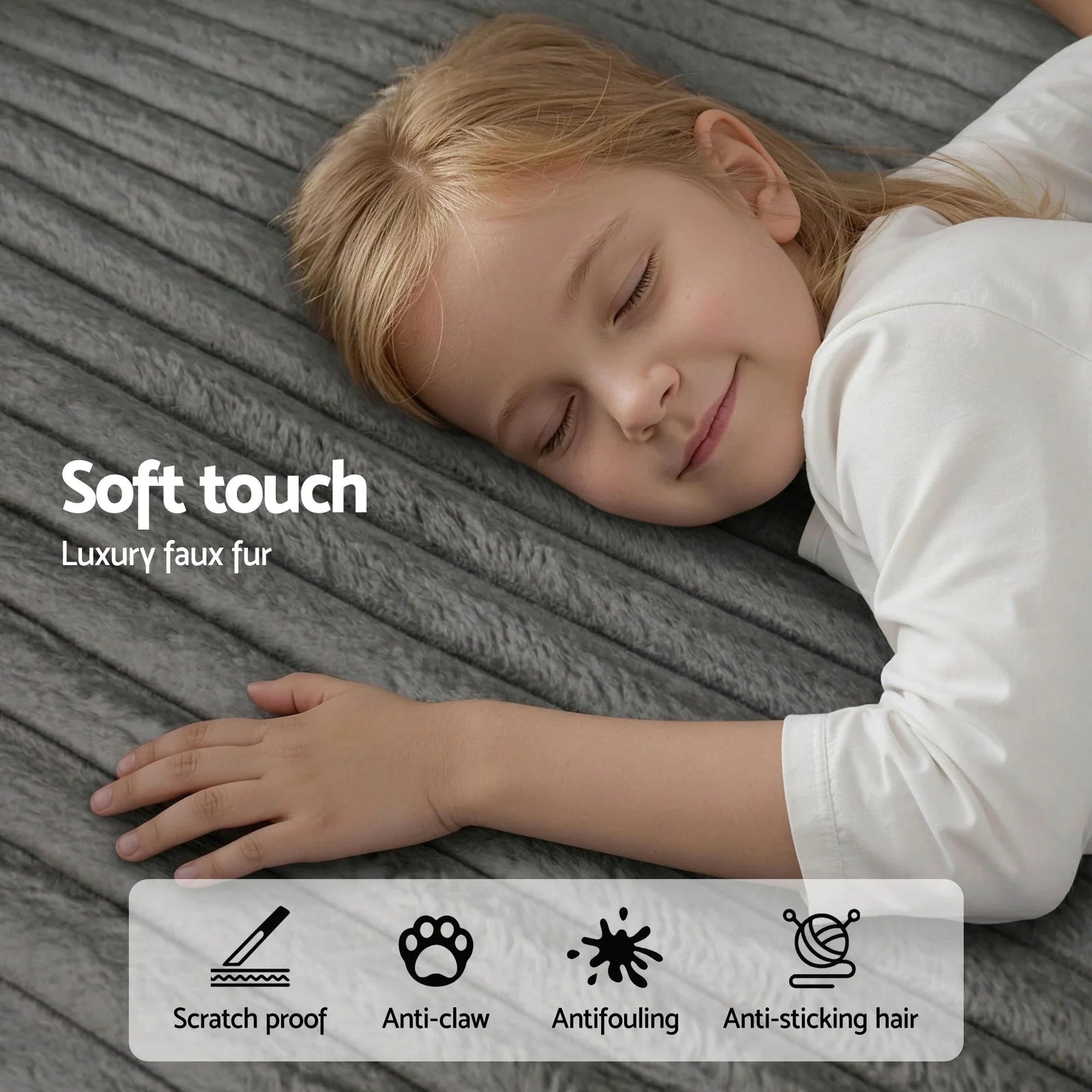 Faux Fur Sofa Bed with Pocket Spring Core, High‑Density Foam & No Assembly