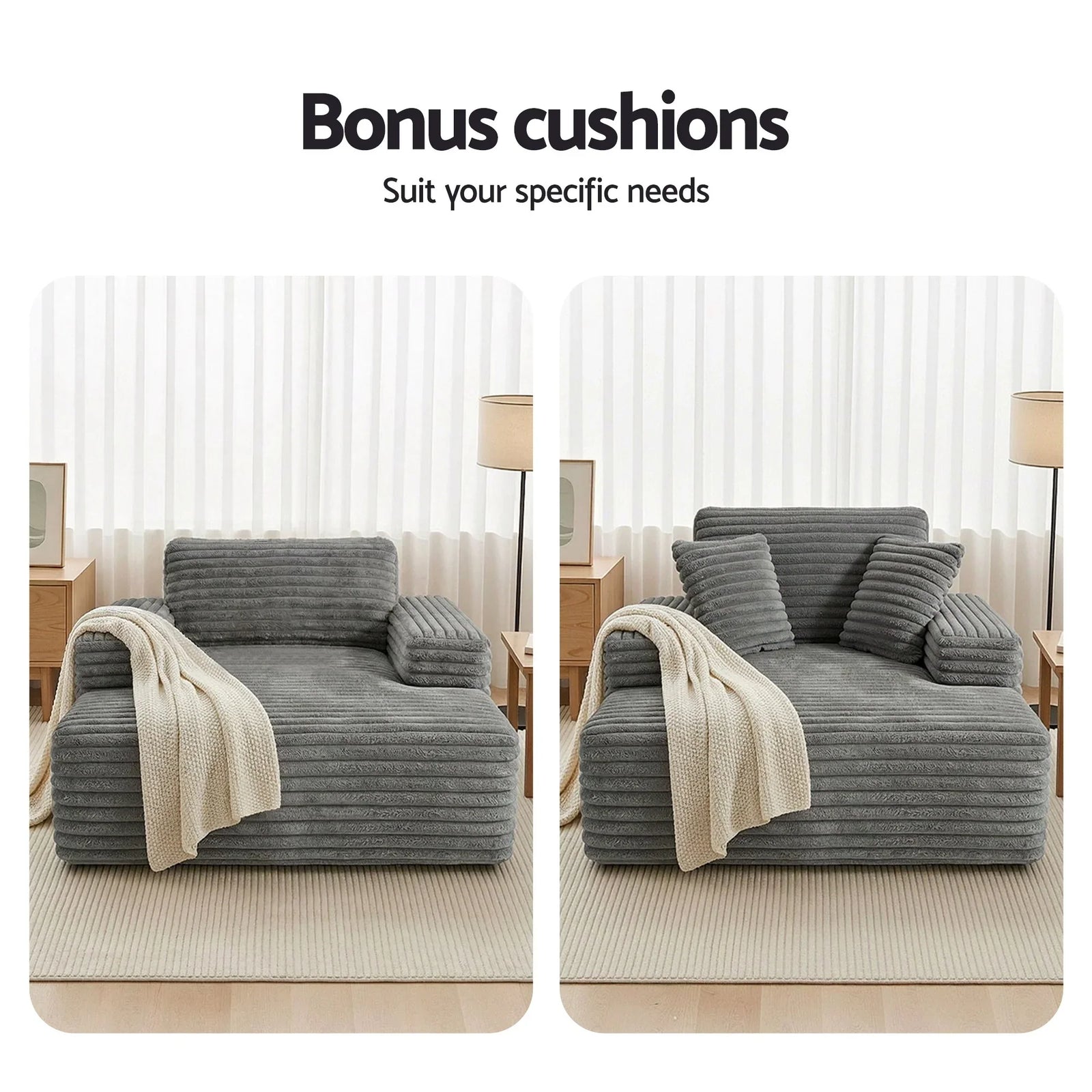 Faux Fur Sofa Bed with Pocket Spring Core, High‑Density Foam & No Assembly