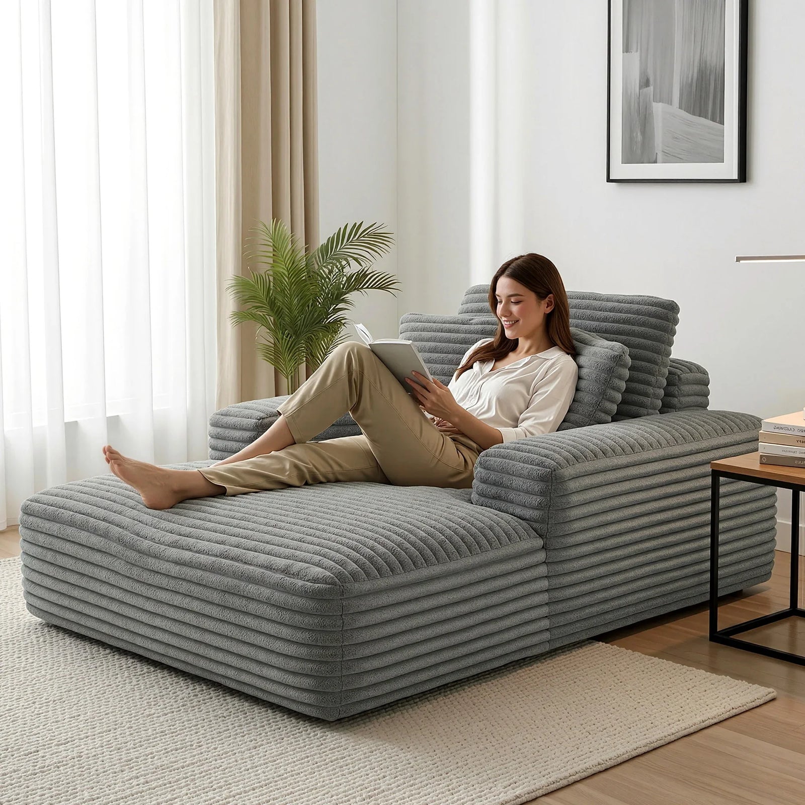 Faux Fur Sofa Bed with Pocket Spring Core, High‑Density Foam & No Assembly