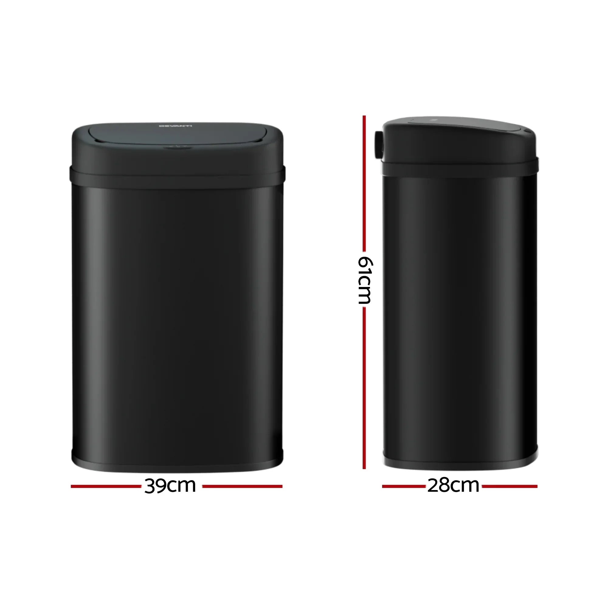 50L Motion Sensor Rubbish Bin Automatic Touchless Kitchen Trash Can Black