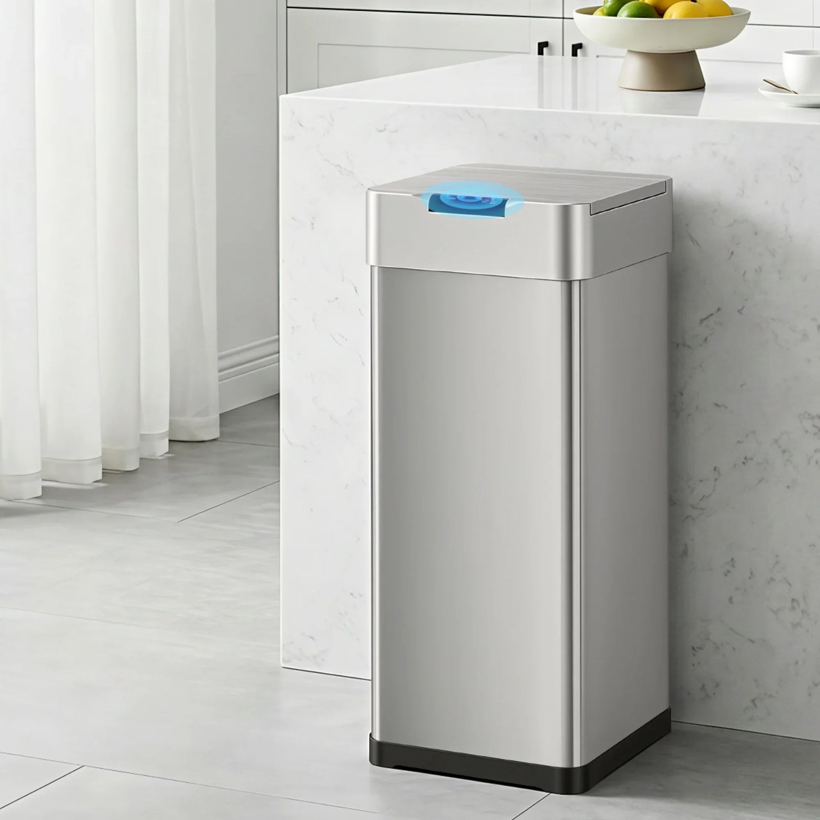 50L Motion Sensor Bin Rubbish Bins Kitchen Automatic Trash Can Silver