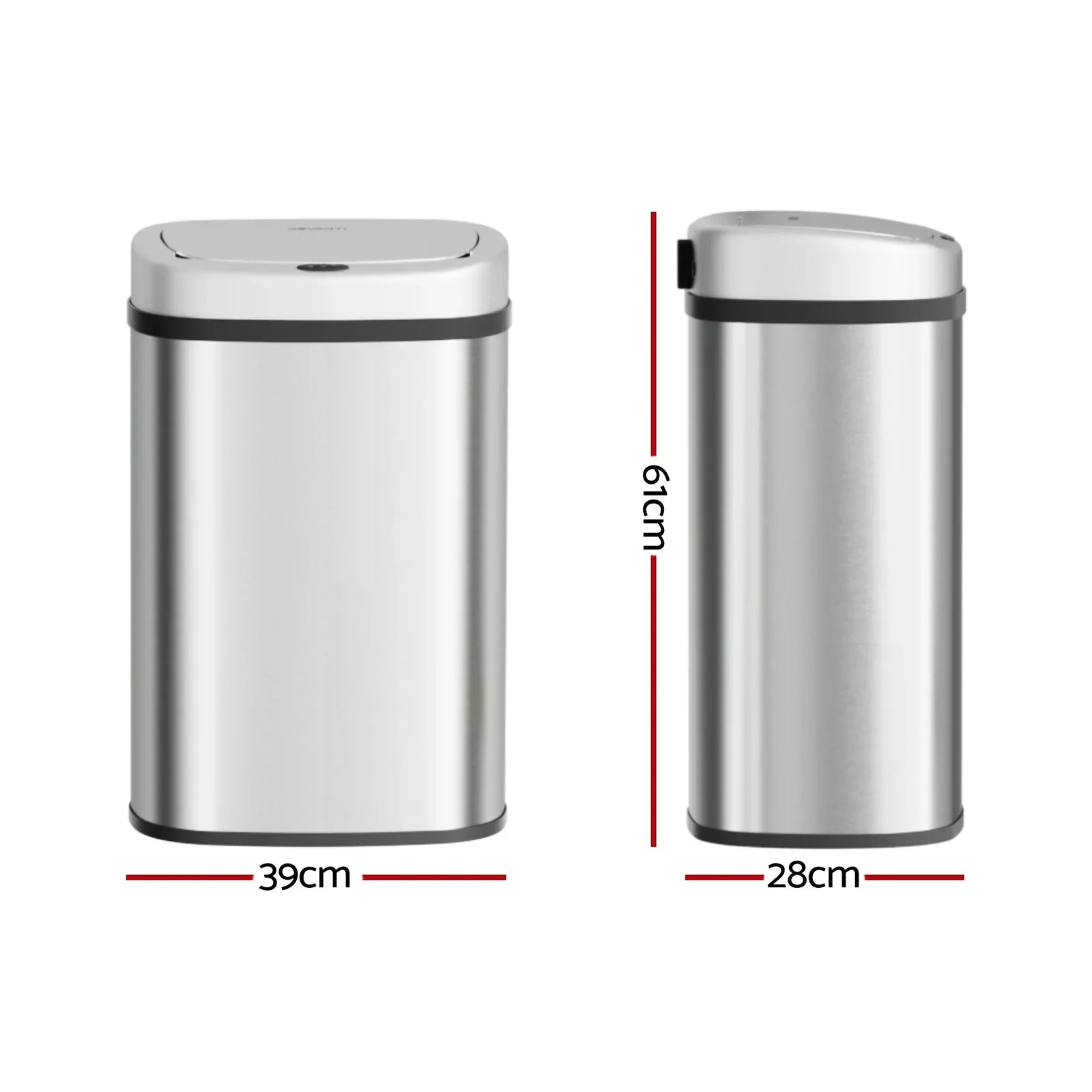 50L Motion Sensor Rubbish Bin Automatic Touchless Kitchen Trash Can Silver