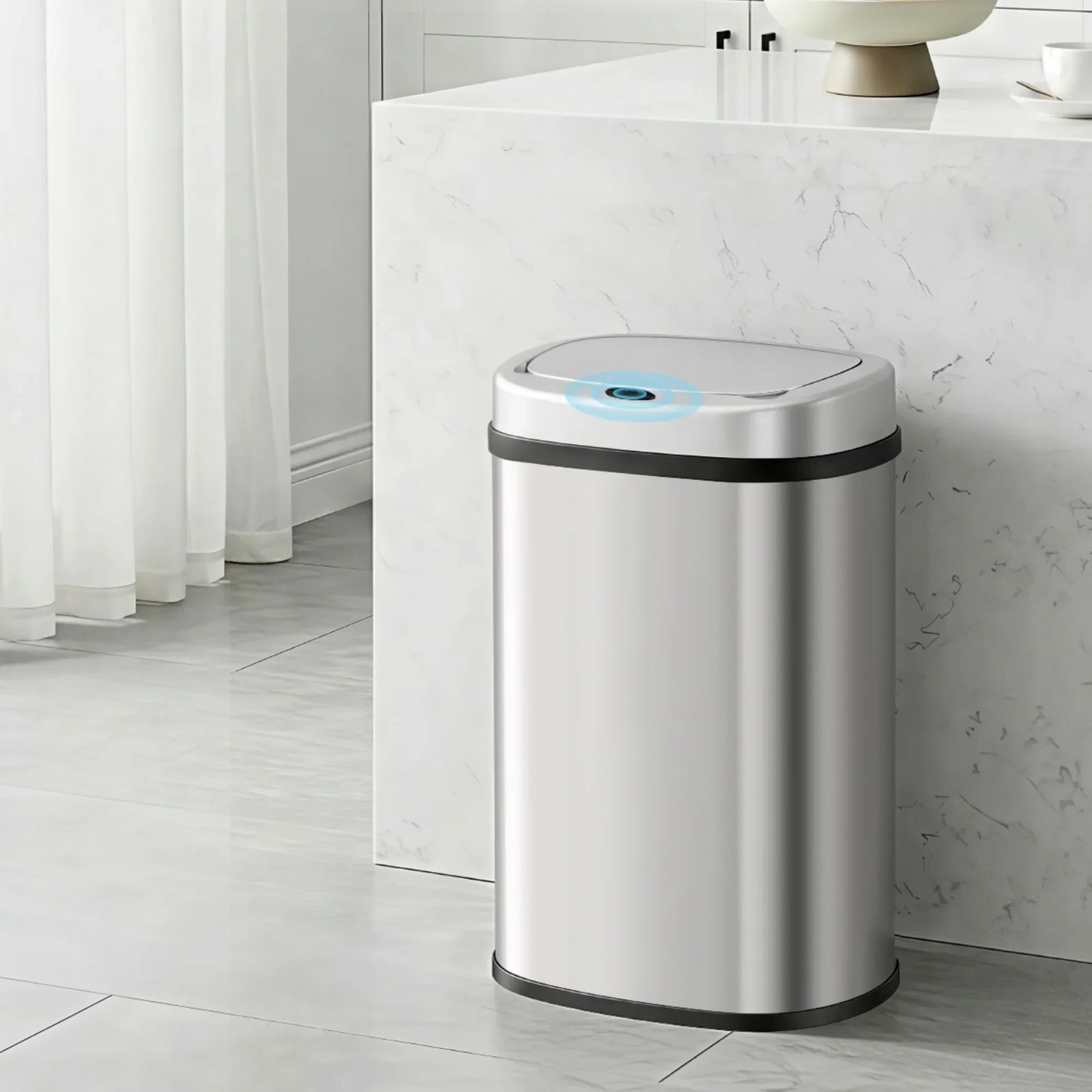 50L Motion Sensor Rubbish Bin Automatic Touchless Kitchen Trash Can Silver