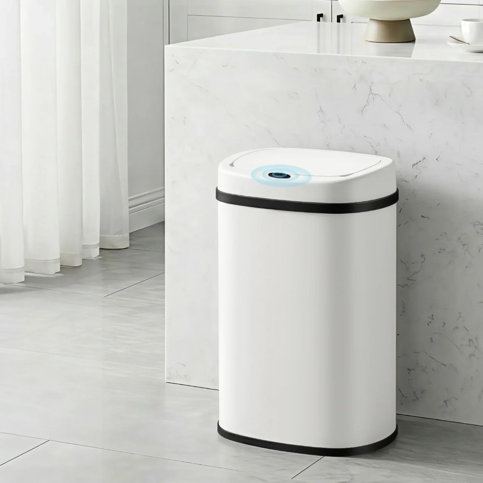 50L Motion Sensor Rubbish Bin Automatic Touchless Kitchen Trash Can White