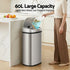 Motion Sensor Bin 60L – Stainless Steel, Hands‑Free, Soft‑Close, Silver