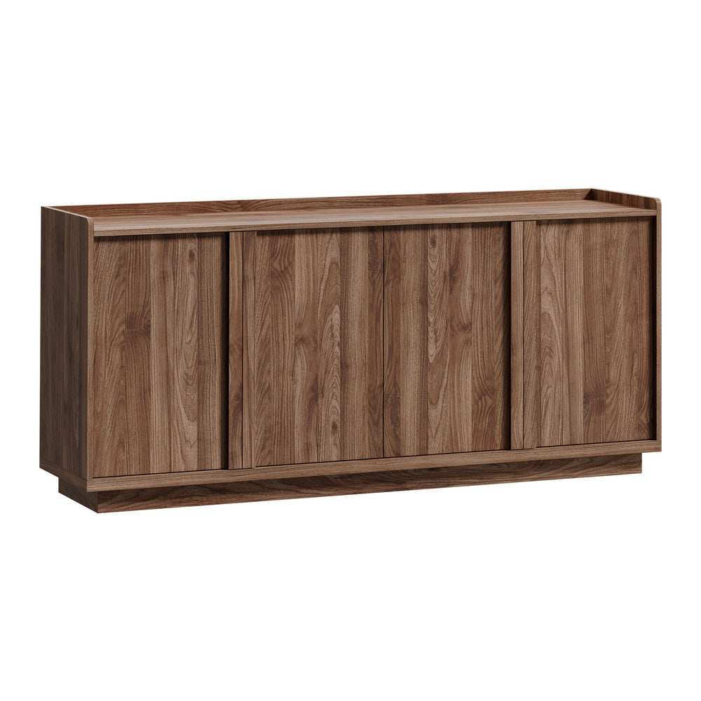 Oikiture 160cm 4-Door Buffet Sideboard Cupboard Storage Table, Walnut Finish