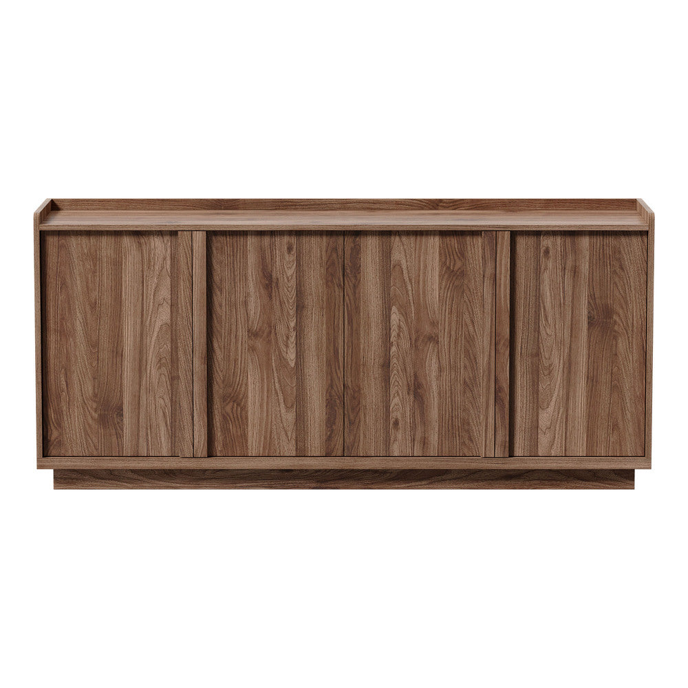 Oikiture 160cm 4-Door Buffet Sideboard Cupboard Storage Table, Walnut Finish