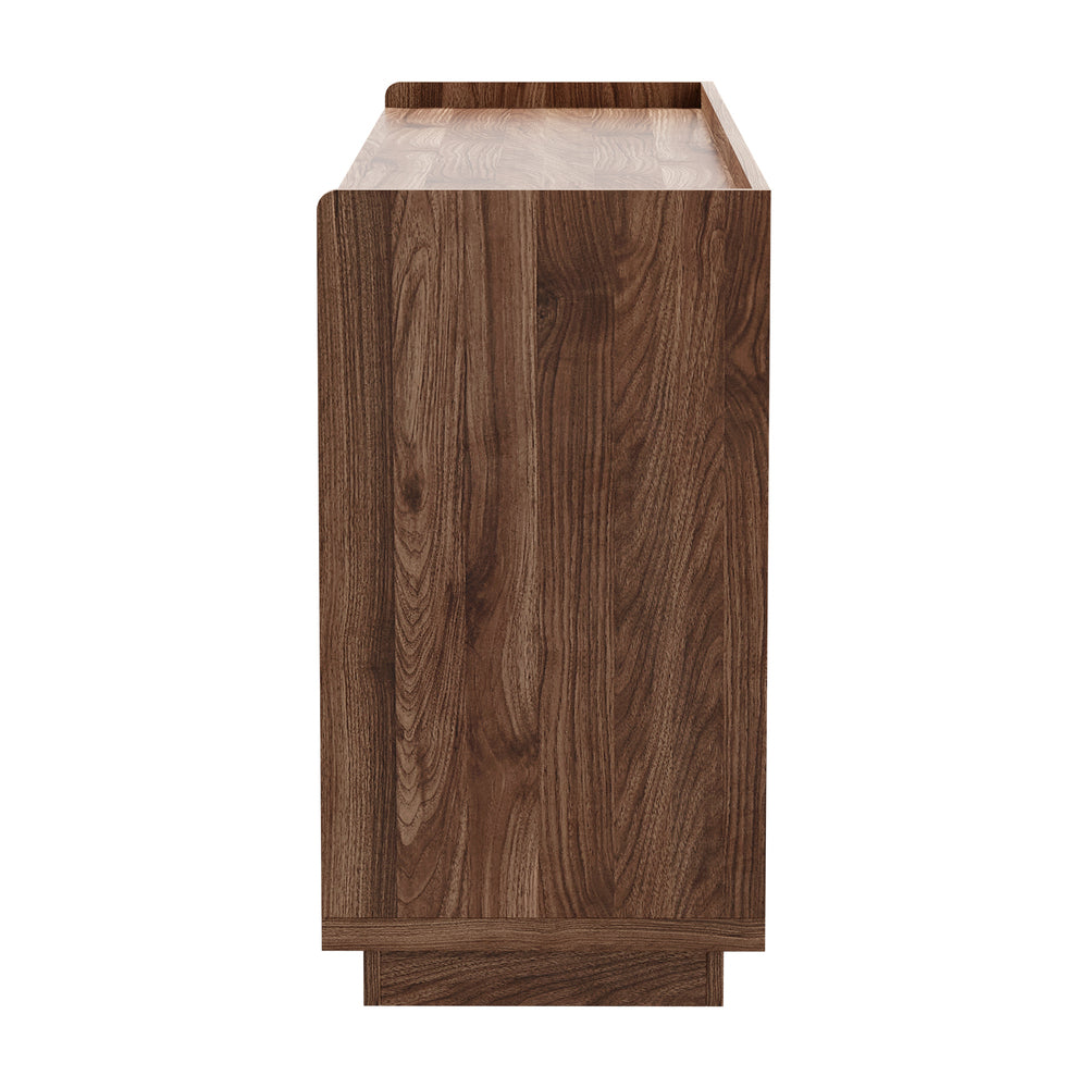 Oikiture 160cm 4-Door Buffet Sideboard Cupboard Storage Table, Walnut Finish
