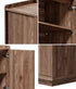 Oikiture 160cm 4-Door Buffet Sideboard Cupboard Storage Table, Walnut Finish