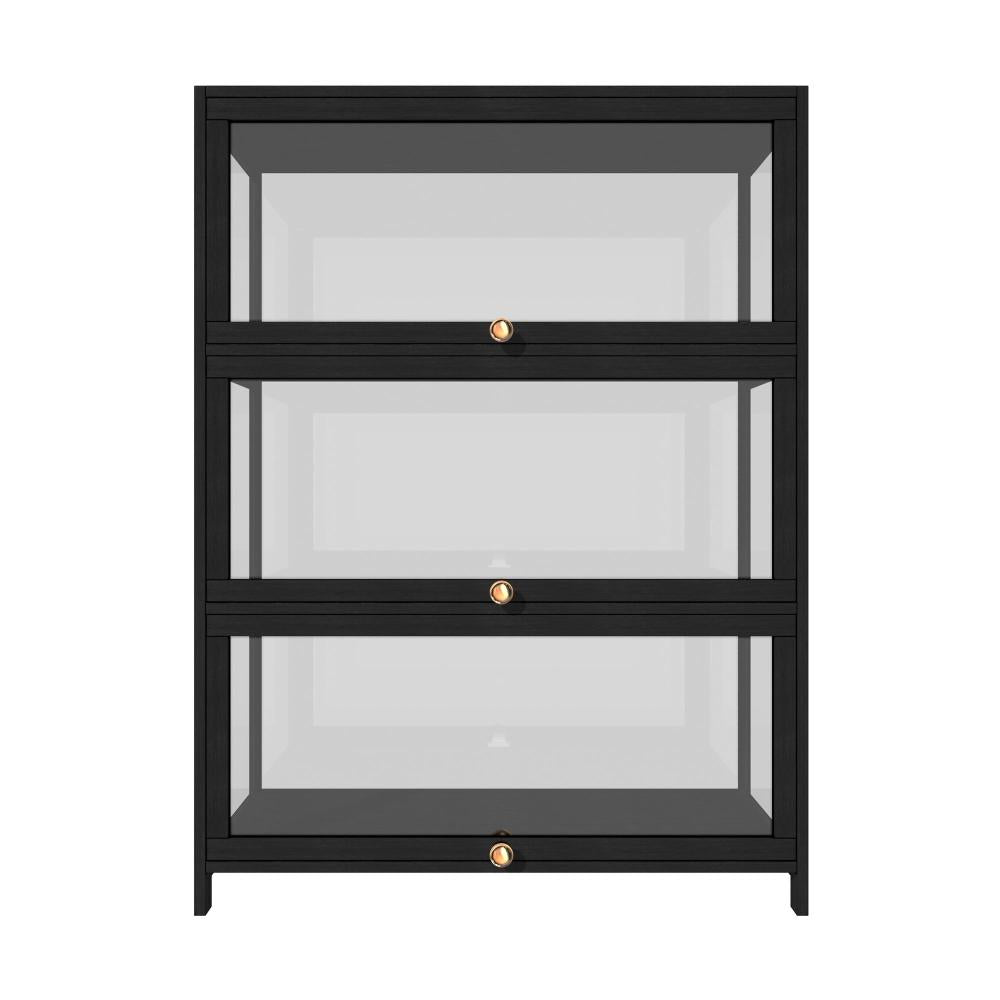 Display Cabinet 3 Tiers Clear Door Black