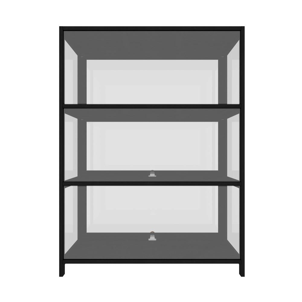 Display Cabinet 3 Tiers Clear Door Black