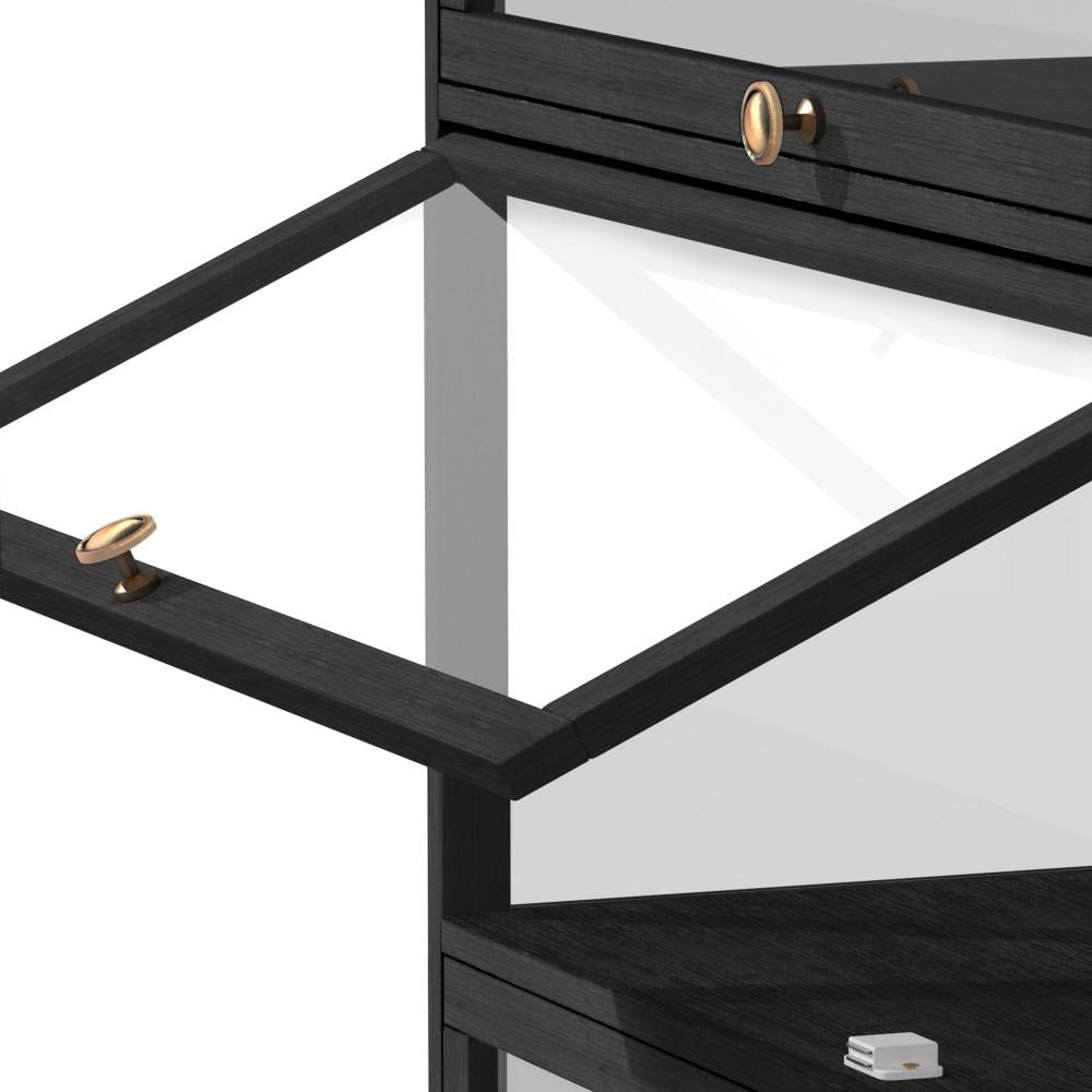 Display Cabinet 3 Tiers Clear Door Black