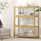 Oikiture 3 Tier Display Cabinet Bamboo Acrylic Door Storage Oak