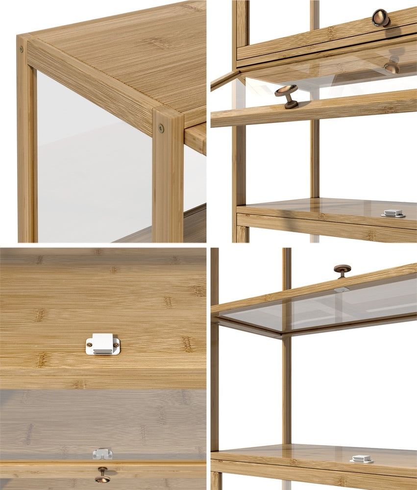 Display Cabinet 3-Tier Shelves Clear Oak