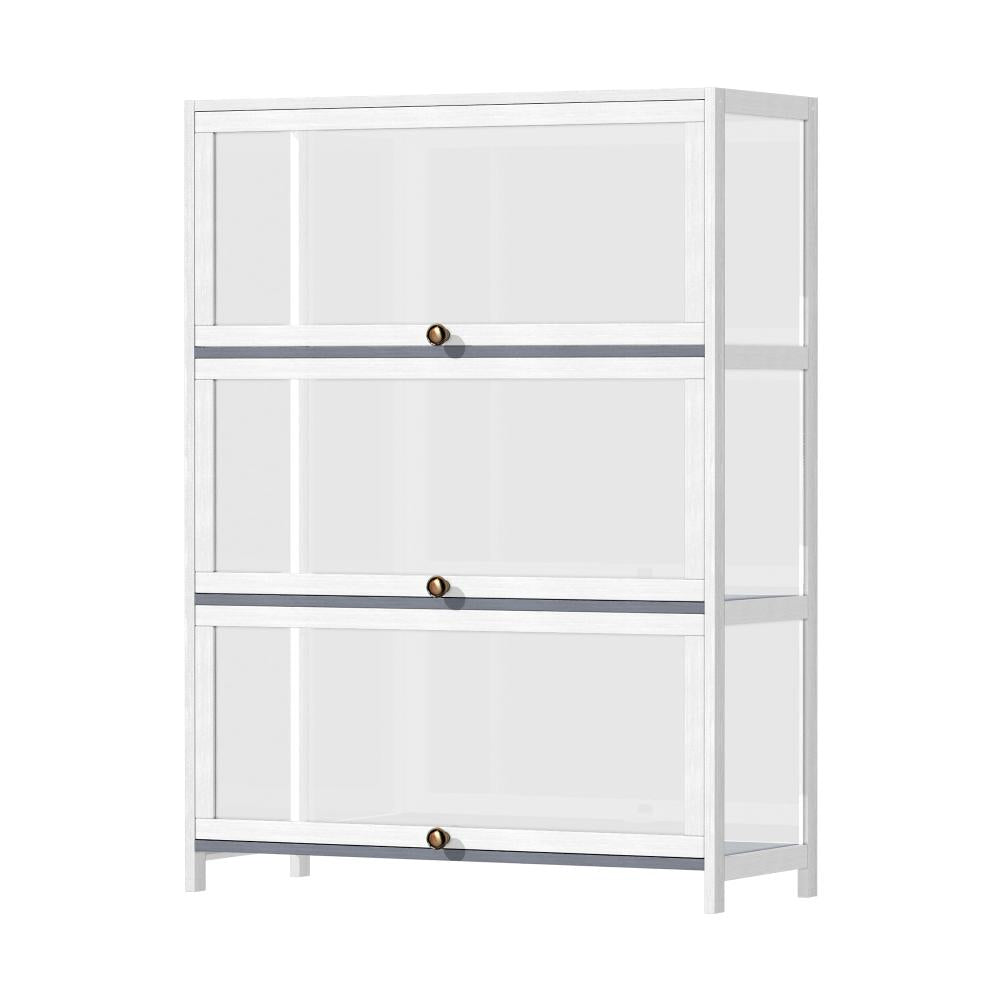 Display Cabinet 3 Tiers Clear Door White