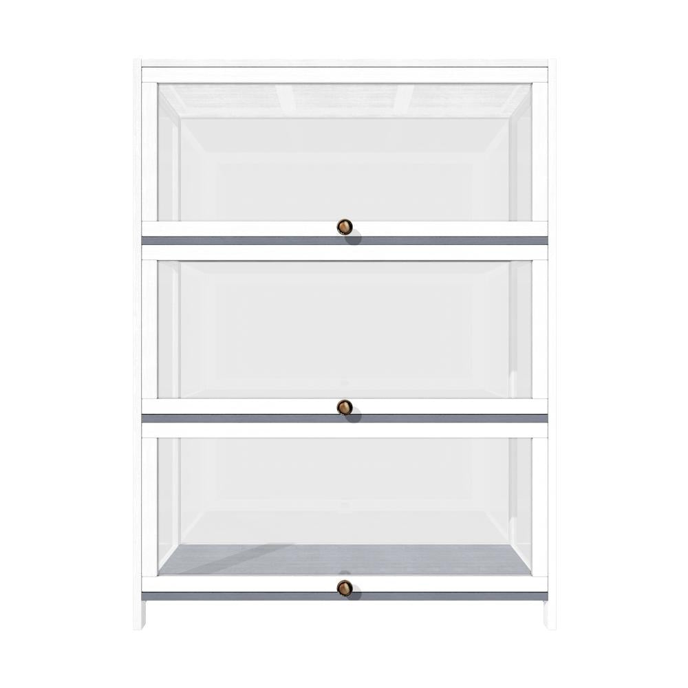 Display Cabinet 3 Tiers Clear Door White